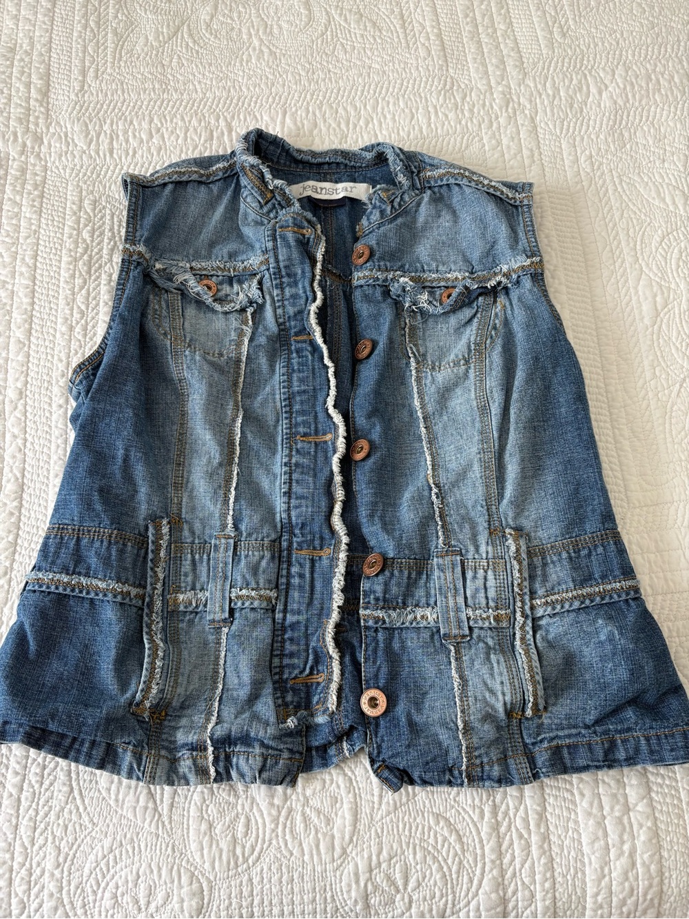 jeanstar Light Blue Distressed Denim Vest